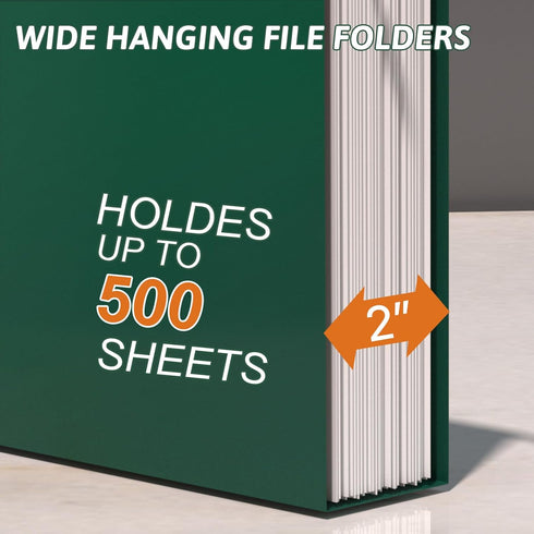 Plastic Hanging File Folder Extra Capacity, 12 Pack Reinforced Hang Folders with Heavy Duty 2 Inch Expansion, Letter