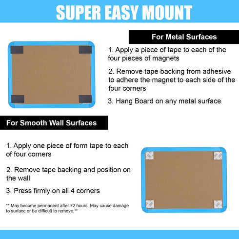 PTY Magnetic Dry Erase Board 8.5" x 11" with Magnetic Marker and 2 Magnets - Small Whiteboard for School Locker,