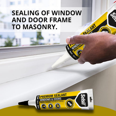 Selsil Siliconized Super Acrylic Latex Sealant, White Caulking for Indoor & Outdoor, 5.5 oz (160 ml)