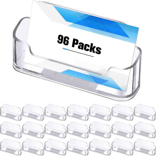 Business Card Holder for Desk, Clear Acrylic Display Stand for Office Supplies, 24 Pieces