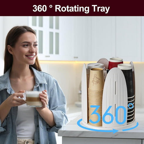 Countertops, 4 MYITYARD Rotatable Cup and Lid Organizer for Coffee Cup Dispenser, Paper Cup Holder with Compartments