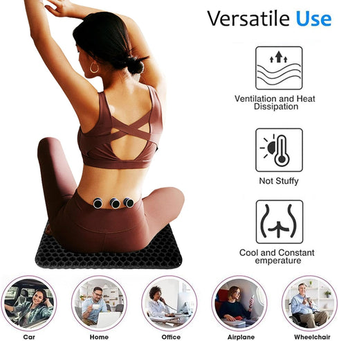 Yimiyaa Gel Seat Cushion, Double Thick Egg Gel Cushion for Pressure Pain Relief, Breathable Wheelchair Cushion Chair
