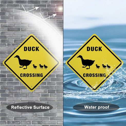 GLOBLELAND Duck Crossing Sign, 10x10 inch Aluminum Caution Sign, UV Protected Reflective Waterproof