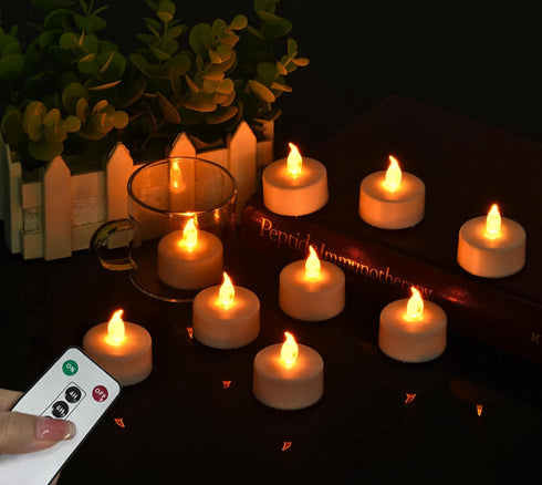 12 Pack Flameless LED Tea Light Candles, Remote Control, Realistic Bright Flickering Long Lasting for Home Decoration