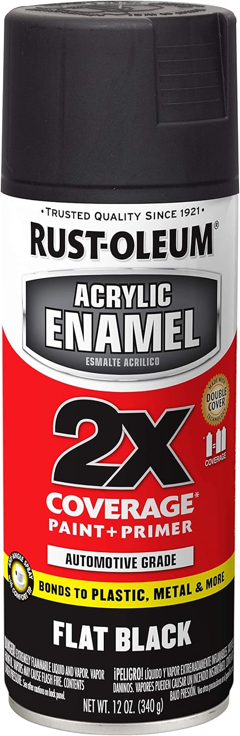 Rust-Oleum 271918 Acrylic Enamel 2X Spray Paint, 12 oz, Flat Black