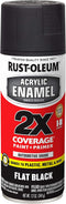 Rust-Oleum 271918 Acrylic Enamel 2X Spray Paint, 12 oz, Flat Black