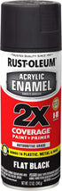 Rust-Oleum 271918 Acrylic Enamel 2X Spray Paint, 12 oz, Flat Black