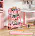 Osivaex 3 Tier Rolling Storage Cart Metal with Wheels, Pink Three Tiered Craft Cart Organizer on Wheels, Utility Carts