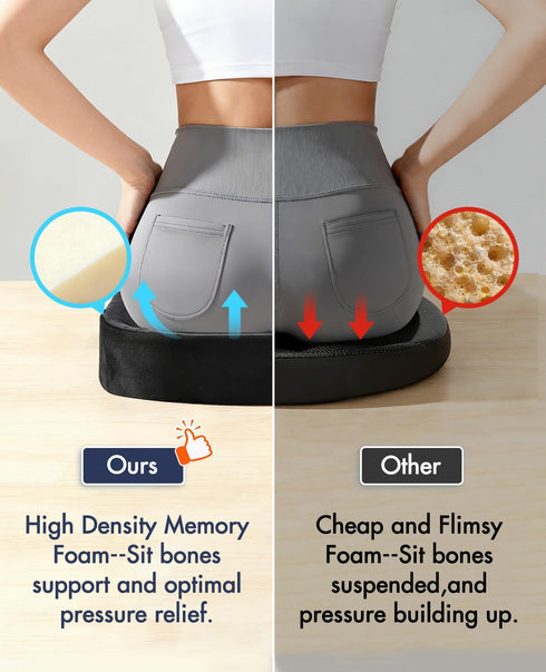 Memory Foam Donut Pillow for Coccyx Sitting Comfort,Large Supportive Seat Cushion with Center Cut-Out Design