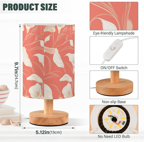 Yuiboo Retro Lily Flower Night Lamp with USB Charging for Bedroom