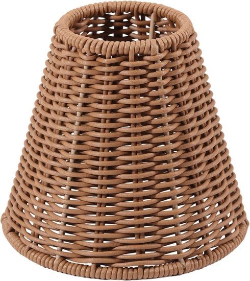 Clip-On Chandelier Lamp Shades Cone Imitation Rattan Lamp Shades Replacement Clip on