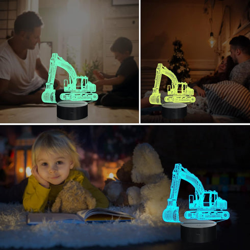 Ammonite 3D Excavator Lamp for Kids, LED Optical Illusion Night Light with Remote Control and Timing Function as
