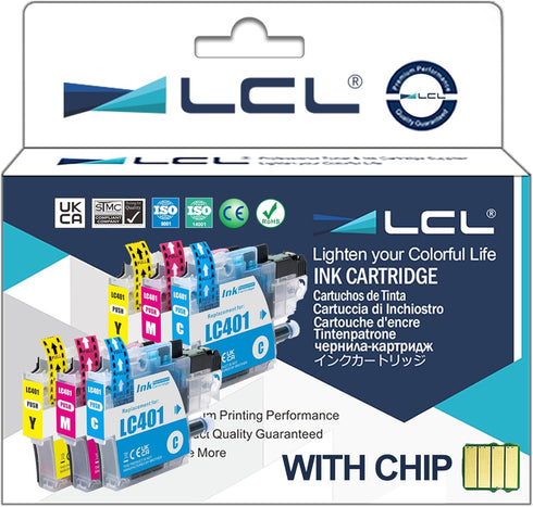 LCL Compatible Ink Cartridge Replacement for Brother LC401 6-Pack for MFC Printers (2 Cyan, 2 Magenta, 2 Yellow)