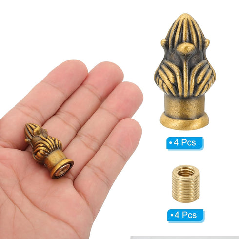 PATIKIL 33 16mm 4 Set x Lamp Finials Caps Knob, Solid Lamp Shade Top Decoration Screw Cap Nuts with Brass Reducing