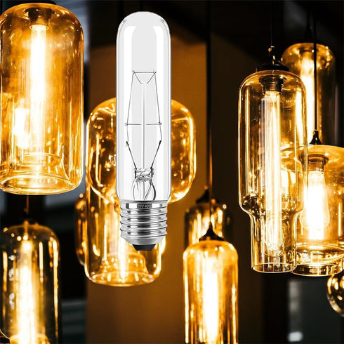 Tiqian 8-Pack 40W T10 Bulbs, White,Dimmable Bulbs E26 2700K, Incandescent LED Light Warm Clear Glass Edison Vintage