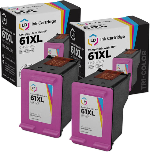 LD Products Remanufactured Ink Cartridge Replacements for HP 61XL CH564WN High Yield (Color, 2-Pack) for Deskjet 1000,