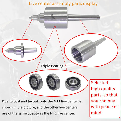 Lzcdelyxiao MT4 60 0.000197" 4MT Live Center Medium Duty Long Nose Triple Bearing Accuracy Morse Taper Lathe CNC Tool