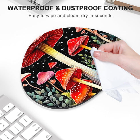 Premium-Textured Oval Mouse Pad, 8.7" x 7.1" Thick 3mm Anti-Slip Waterproof Rubber Mat, Cute Design for Office