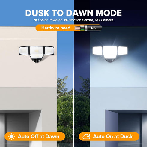 80W 9000LM IP65 5000K 4 LUTEC Dusk to Dawn Flood Lights Outdoor, Super Bright LED Security Light with Photocell