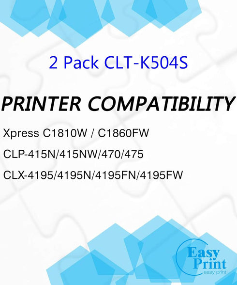 EASYPRINT Compatible k504s Toner Cartridge Replacement for Samsung CLT-504S, Double Black Pack