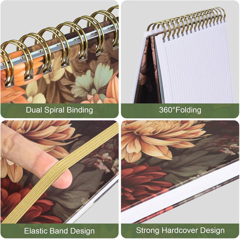 Spiral Notebook, 4 Pack A5 Lined Journal for Women, Hardcover Spiral Journal with 2 Pockets, College Ruled Notebooks, Cute Notebook for Office, School Supplies, Gifts (160 Pages, 6.3" x 8.46") by OMEYA