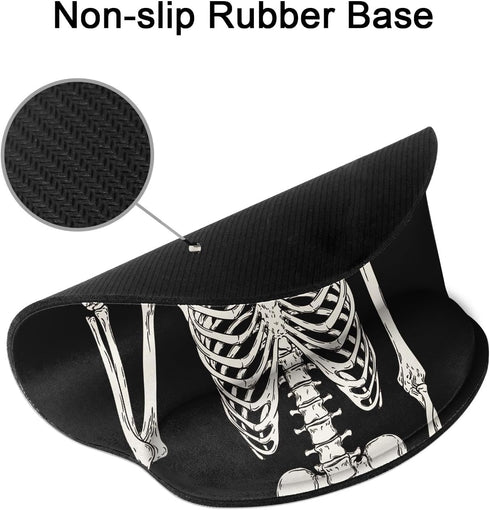Britimes Ergonomic Mouse Pad with Wrist Support, Black Human Skeleton Skull Non-Slip Base for Home Office Gaming