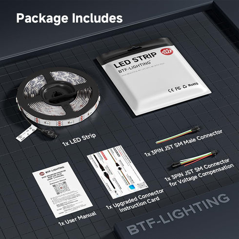 WS2812B Wires,DC5V 16.4FT 150LED 5050SMD,Individually Project,IP67(No BTF-LIGHTING IC RGB LED Strip,UL Listed,Pure Gold