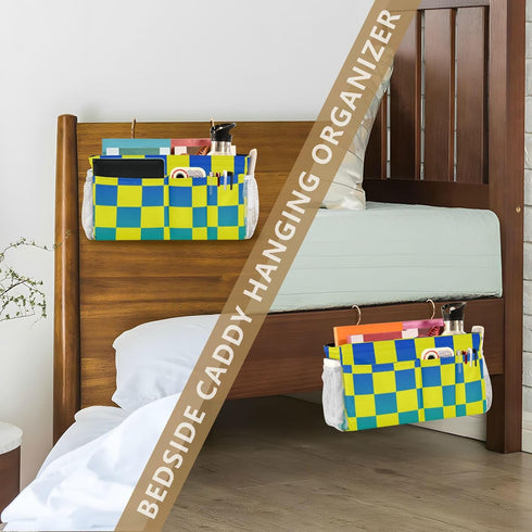 SyXIOP Buffalo Plaid Check Yellow Blue Green Gradient Bedside Storage Organizer Table Cabinet Storage Organizer
