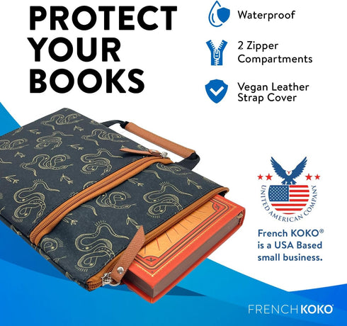French KOKO 3-Piece Waterproof Book Sleeve Cover, Dark Academia Dragons Travel Bible Protector Gift