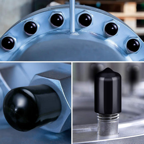 Zonon 80 Pcs Round Rubber End Caps, Flexible Vinyl Bolt Covers, Screw Thread Protector Safety Cover in 4 Sizes (Black)