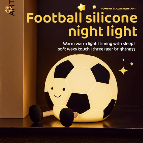 AGEK 3 Dimmable Soccer Night Light for Kids, Cartoon Soccer Lamp Silicone Baby Nursery Night Light with Level