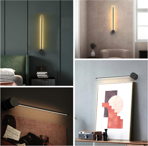 Set 23.6" 3 Dimmable 350 Wireless Wall Sconces of Two, Rechargeable Art Display Light, Color Temperature with Rotation