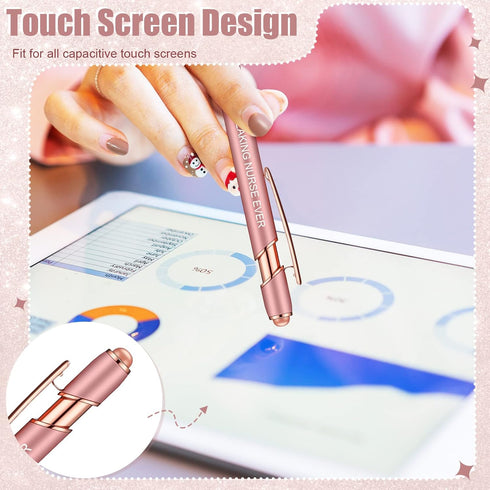 Zonon 12 Pieces Inspirational Motivational Quotes Ballpoint Pens with Stylus Tip, Fine Point Smooth Writing Pens (Rose