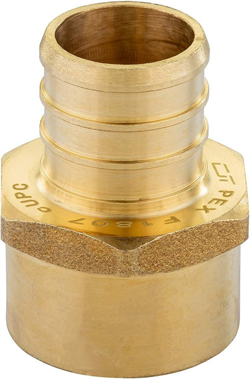 EFIELD Pex 3/4" x 1/2" Female NPT Thread Adapter Barb Crimp Brass Fitting (Pack of 5)