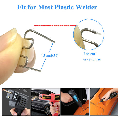 1400 Plastic Welder Staples, 0.6 0.8mm Wave Hot Staples for Plastic Welding Supplies to Repair Car Bumpers, Cracks