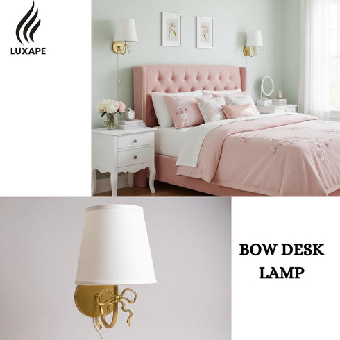 Bow Wall Lamp Elegant Coquette-Style Sconce Light for Bedroom, Hallway & Vanity Decor, Soft Warm Ambient Lighting, Cute