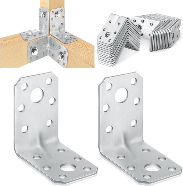 Shimeyao 50pcs 2x2x1-3/8 Steel L Bracket 1.7mm Thick Metal Angle 90 Degree