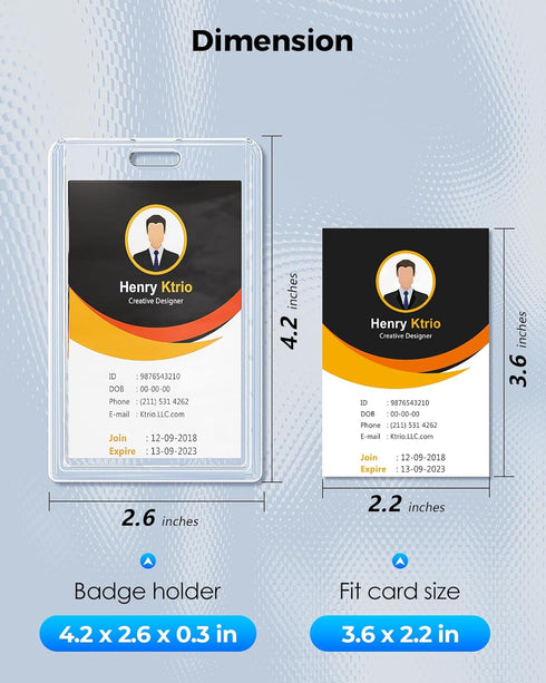 KTRIO 2 Pack Heavy Duty 2-Card Badge Holder, Clear Acrylic ID Card Holder with Easy Access Thumb Hole for Student, Nurse
