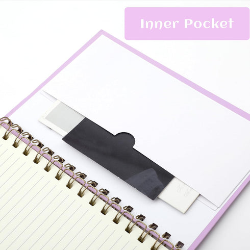 Hardcover Spiral Notebook, College Ruled A5 Small Notebook, 5x7, 160 Pages for Work Aesthetic Note Taking, Purple