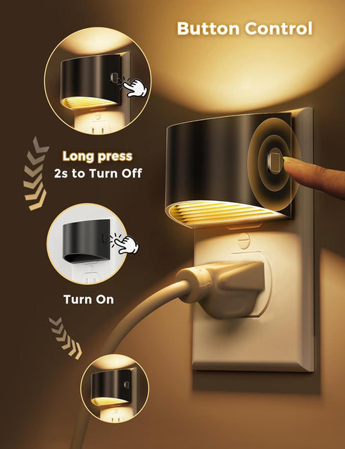 2 Pack, 3000K L LOHAS LED Night Lights Plug into Wall Dusk to Dawn Sensor Nightlight, Brightness Adjustable, Soft White