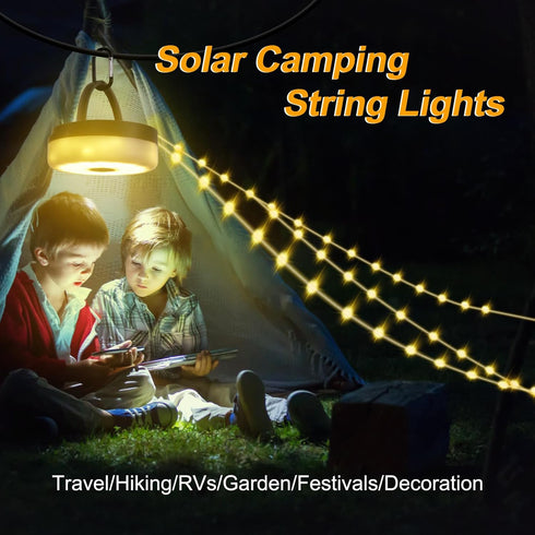 4 1 72.2Ft 220LEDs, SMY Lighting in Solar Camping String Lights, Ultra Long String with Solar Powered and USB