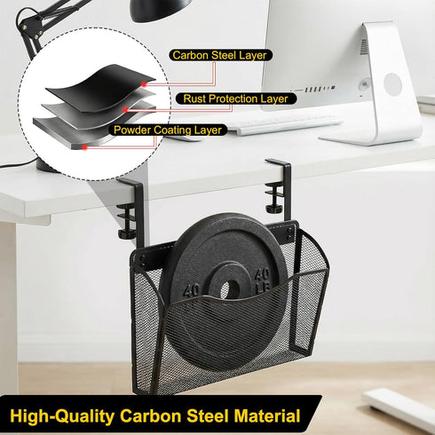 IANFAN 2-IN-1 Clamp On Desk Organizer, Under Desk Side Organizer Storage Hanging Wall Mounted File Holder Under Desks