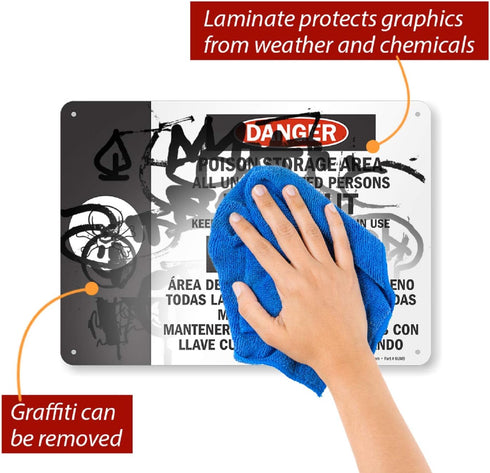 SmartSign "Danger - Poison Storage Area" Bilingual Sign | 10" x 14" Aluminum