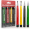 Pixiss Scratch Brush Pen Set, Fiberglass, Steel, Brass, Nylon, 4-Pack for Removing Corrosion and Rust