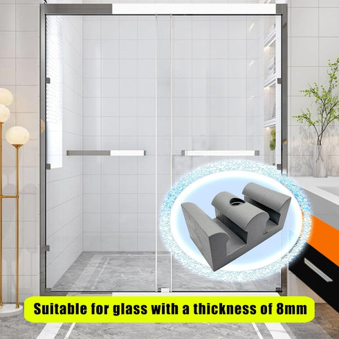 50mm Bathroom Sliding Door Glass Anti-Collision Block Side Guide Rail for Shower Door Bumper Accessories (4pcs, Grey)