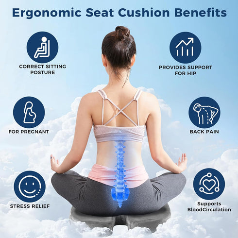 Generic Tailbone Gel Memory Foam Layer Wheelchair Cushion - Wheelchair Office Chair, Kitchen Chair, Car Seat - Pressure
