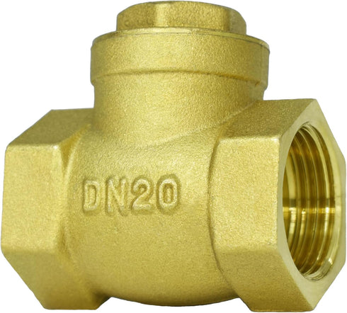 3/4" Swing Brass Check Valve DN20, Horizontal One Way Check Valve for Oil, Water, Fuel, Gas, Air to Prevent Backflow.