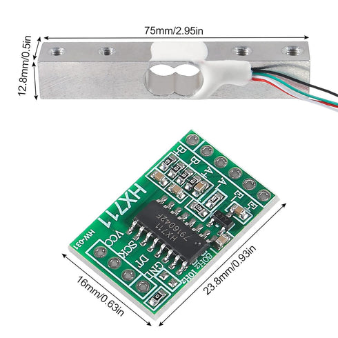 AEDIKO HX711 (20KG) Load Cell Weight Sensor + Amplifier Module for Weight Scales, Kitchen Scale, Industrial Process
