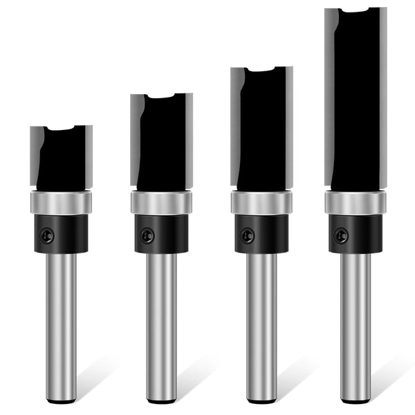 4 Pcs Flush Trim Router Bit Set 1/4 Inch Shank, Carbide Tipped