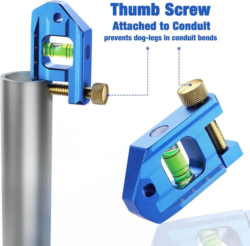 WORKPRO Conduit Bending Level, Magnetic Pipe Level, Bubble Vial for 90 Measurement, Aluminum Alloy, 2.5-inch, Cobalt